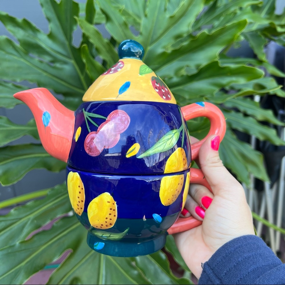 Ganz Bella Casa Fruity Teapot & Teacup Stacking Set